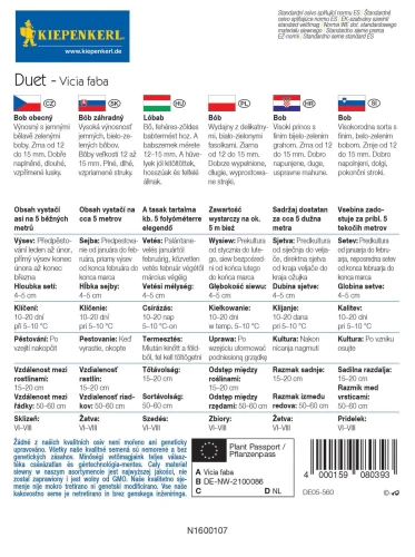 Bób 'Duet' – Nasiona – Kiepenkerl tył