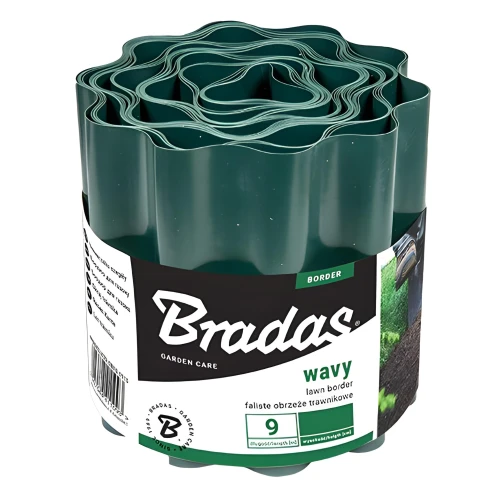 Obrzeże faliste trawnikowe zielone – 20 cm x  9 m Bradas