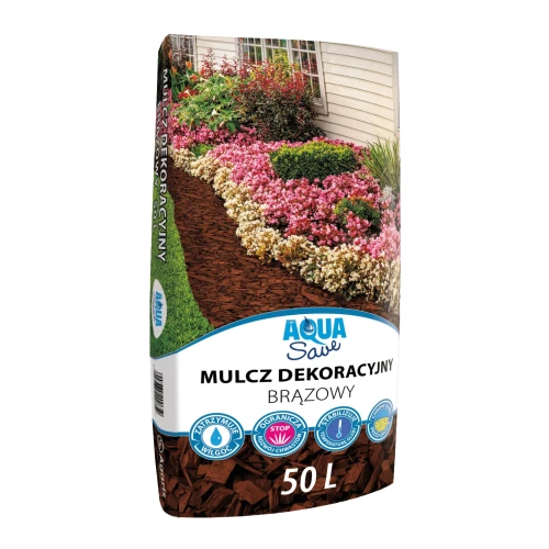 Mulcz dekoracyjny brązowy – zrębki drewniane Aqua Save 50 l (paleta 48 szt.)