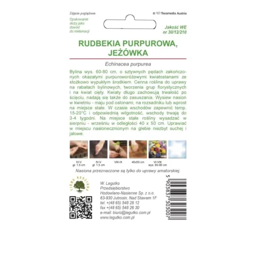 Rudbekia purpurowa (Jeżówka) – różowa – 1 g Legutko tył