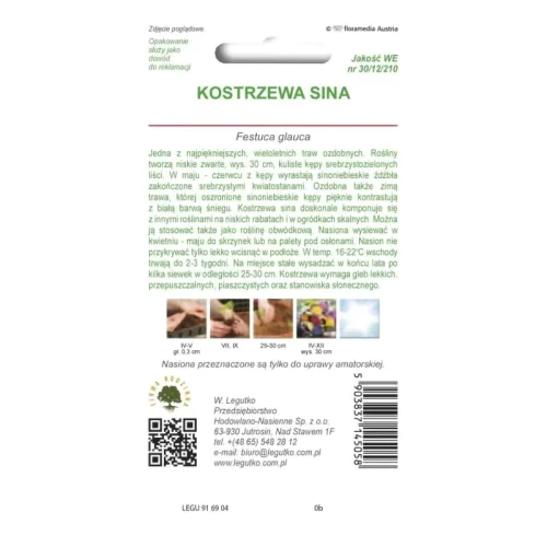 Kostrzewa sina – srebrzystoniebieska – 0,2 g Legutko tył