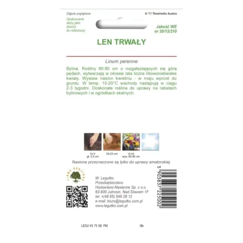 Len trwały – niebieski – 1 g Legutko tył