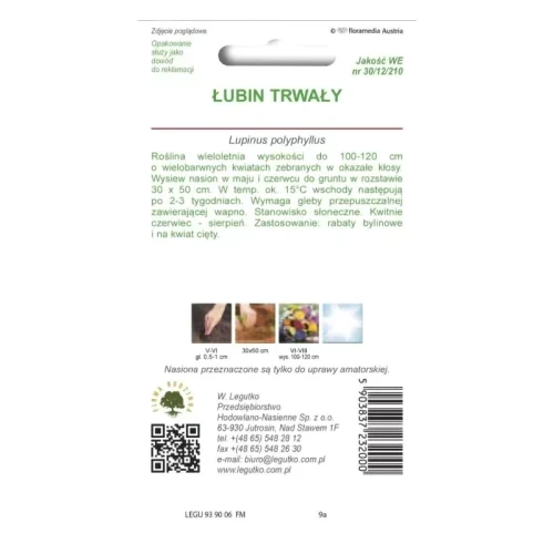 Łubin trwały Russel – mix – 2 g Legutko tył