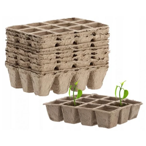 Doniczki torfowe 3x3 cm – palety 12 komórek – 10 szt.