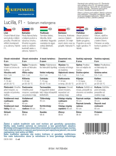 Bakłażan 'Lucilla' F1 – Nasiona – Kiepenkerl tył