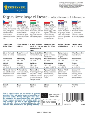 Cebula dymka Kaigaro &amp;amp; Rossa lunga di Firenze – mieszanka na taśmie – Nasiona – Kiepenkerl tył