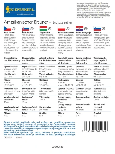 Sałata karbowana Amerikanischer Brauner - nasiona Kiepenkerl tył