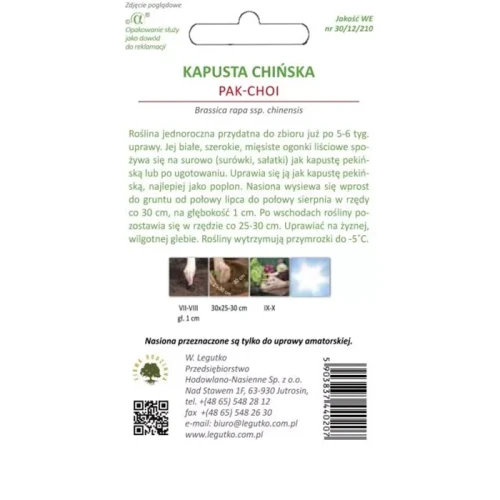 Kapusta Chińska Pak Choi 1 g Legutko tył