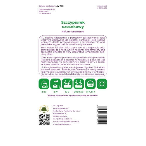 Szczypiorek Czosnkowy 1 g Legutko nasiona tył