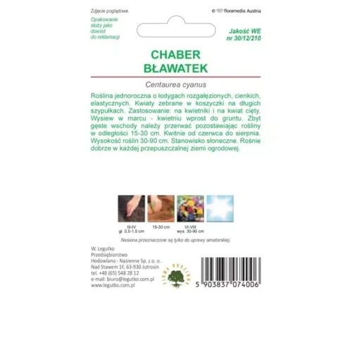 Chaber Bławatek Mieszanka 1 g Legutko nasiona tył