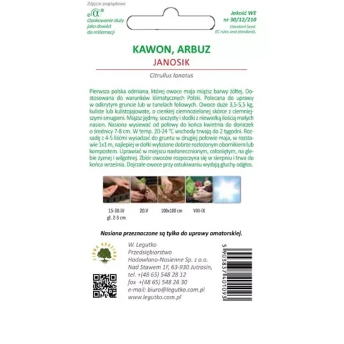 Arbuz Kawon Janosik 0,75 g Legutko nasiona tył