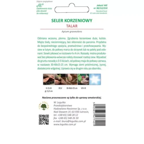 Seler Korzeniowy Talar 1 g Legutko nasiona tył