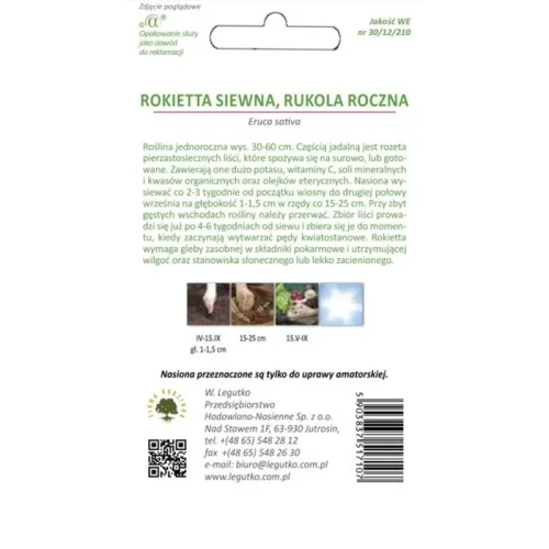 Rokietta Siewna 0,5 g Legutko nasiona tył