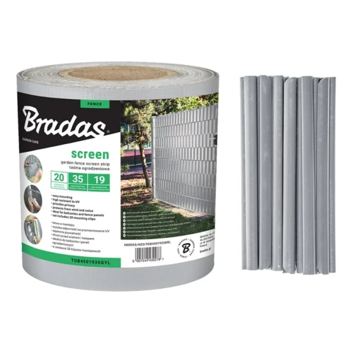 Taśma Ogrodzeniowa – Jasnoszara 19 cm x 35 m Bradas
