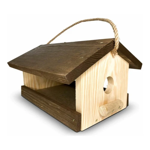 Drewniany karmnik dla ptaków  z sznurkowym uchwytem