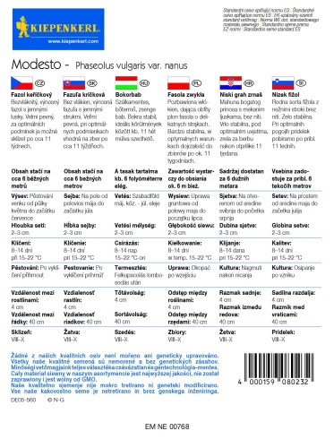 Fasola krzewiasta Modesto - Nasiona - Kiepenkerl tył