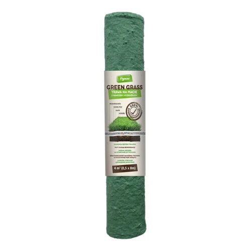 GreenGrass - Trawa Na Macie – z nawozem i hydrożelem Trawy Vegano 0,5 x 8 m (4 m²)