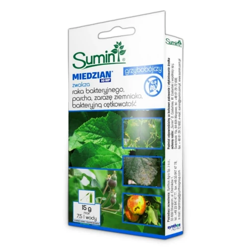 Miedzian 50 WP 15 g – preparat na choroby warzyw i drzew owocowych – Sumin