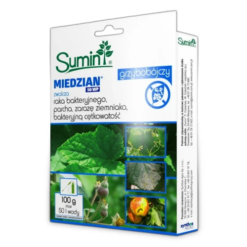 Miedzian 50 WP 100 g – preparat na choroby warzyw i drzew owocowych – Sumin