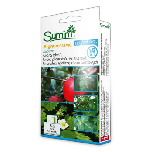 Signum 33 WG 5 g – preparat na Szarą Pleśń, Białą Plamistość Liści i Brunatną Zgniliznę Drzew Pestkowych – Sumin
