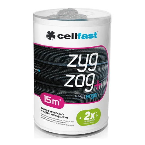 Zestaw zraszający z wężem rozciągliwym ZygZag™ 7,5 - 15 m - Cellfast opakowanie