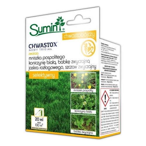 Chwastox Nowy Trio 390 SL 20 ml – środek na chwasty na trawniku – Sumin