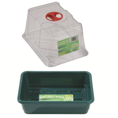 Zestaw Mini taca ogrodowa zielona bez otworów G130G + mała pokrywka z wysoką kopułą G138.jpg