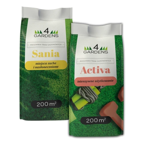 Zestaw Trawa Activa 5 kg + Trawa Sania 5 kg – trawnik odporny na deptanie i suszę.webp