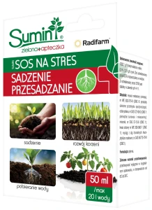 Preparat na stres po przesadzaniu roślin SOS – 50 ml – szybsze ukorzenianie i regeneracja – Sumin