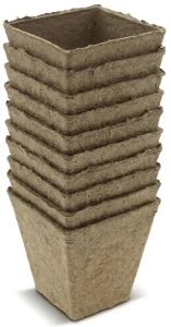 Doniczki kokosowe kwadratowe – 6 cm x 20 szt. – sadzenie bez przesadzania – Green Star