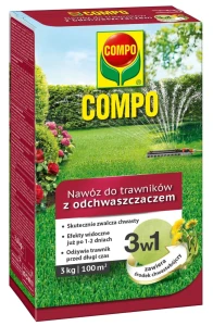Nawóz 3w1 do trawników z odchwaszczaczem 3 kg Compo