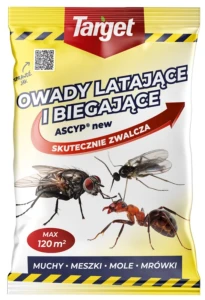 Oprysk na owady latające i biegające Ascyp new – 20 g – szybkie zwalczanie much i mrówek – Target