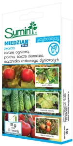 Miedzian 50 WP 15 g – preparat na choroby warzyw i drzew owocowych – Sumin
