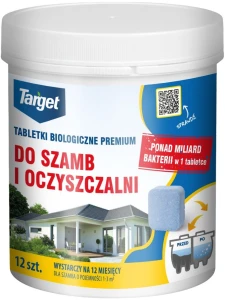 Tabletki Premium do szamba i oczyszczalni – 12 szt. – udrażniają i eliminują zapachy – Target