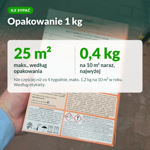 Nawóz jesienny do trawników Sumin: ile sypać