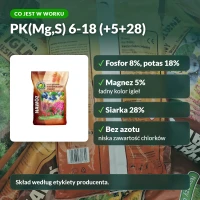 Nawóz jesienny do kwaśnolubnych: skład PK(Mg,S) 6-18 (+5+28)
