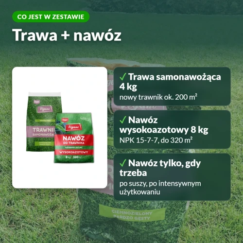 Zestaw trawa samonawożąca 4 kg i nawóz wysokoazotowy 8 kg