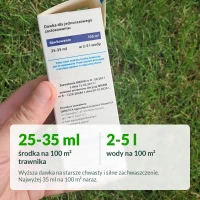 Chwastox Complex: dawka 25-35 ml na 100 m² trawnika