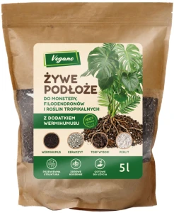 Żywe podłoże do monstery i roślin tropikalnych z wermihumusem - 5 l - przewiewne, bez zastoju wody - Vegano