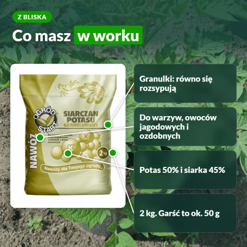 Siarczan potasu granulowany 2 kg: potas 50%, siarka 45%