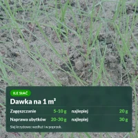Trawa Substral Renowacyjna: naprawa ubytków 20-30 g, zagęszczanie 5-10 g na 1 m²