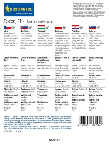 Bakłażan 'Falcon' F1 – Nasiona – Kiepenkerl - tył