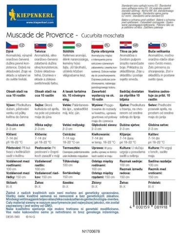 Dynia Olbrzymia 'Muscade de Provence' – Piżmowa – Nasiona – Kiepenkerl - tył