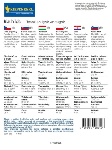 Fasola Tyczna 'Blauhilde' – Fioletowa – Nasiona – Kiepenkerl - tył