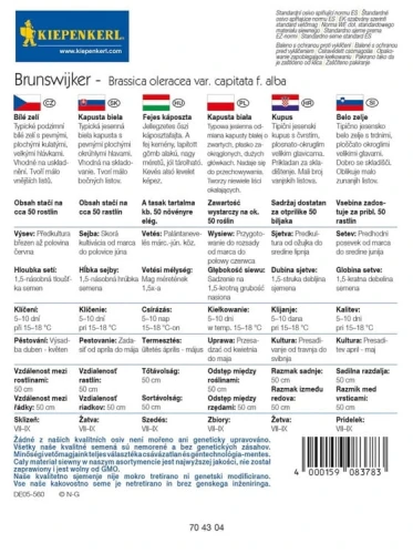 Kapusta Biała Głowiasta 'Brunswijker' – Nasiona – Kiepenkerl - tył