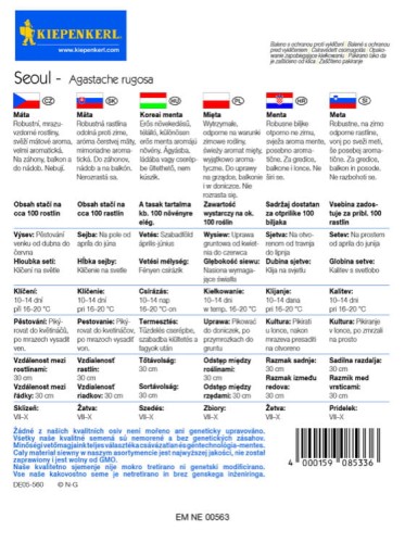 Mięta Koreańska Miododajna 'Seoul' – Nasiona – Kiepenkerl - tył