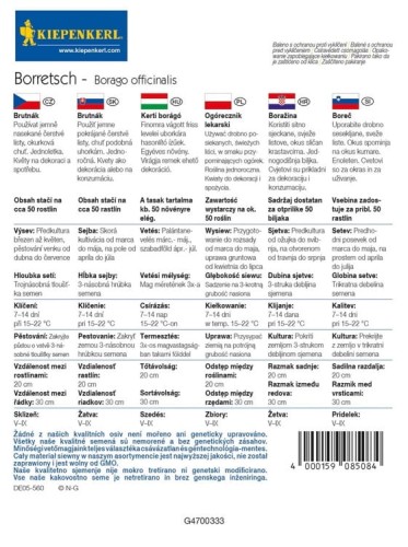 Ogórecznik Lekarski Jednoroczny – Nasiona – Kiepenkerl - tył