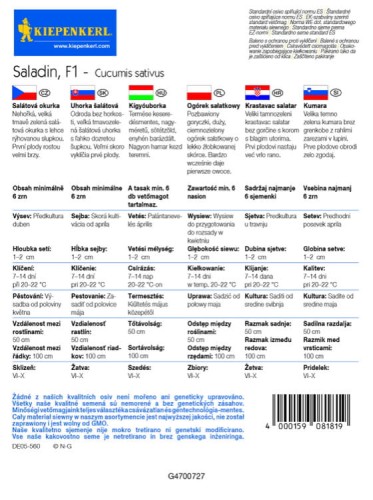 Ogórek Długi 'Saladin' F1 – Nasiona – Kiepenkerl - tył