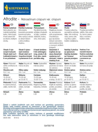 Pietruszka Naciowa 'Afrodite' – Nasiona Krążki – Kiepenkerl - tył