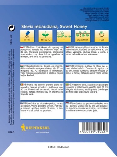 Stewia 'Sweet Honey' – Nasiona – Kiepenkerl - tył